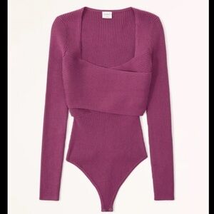 Abercrombie and Fitch wrap sweater bodysuit in dark pink size small